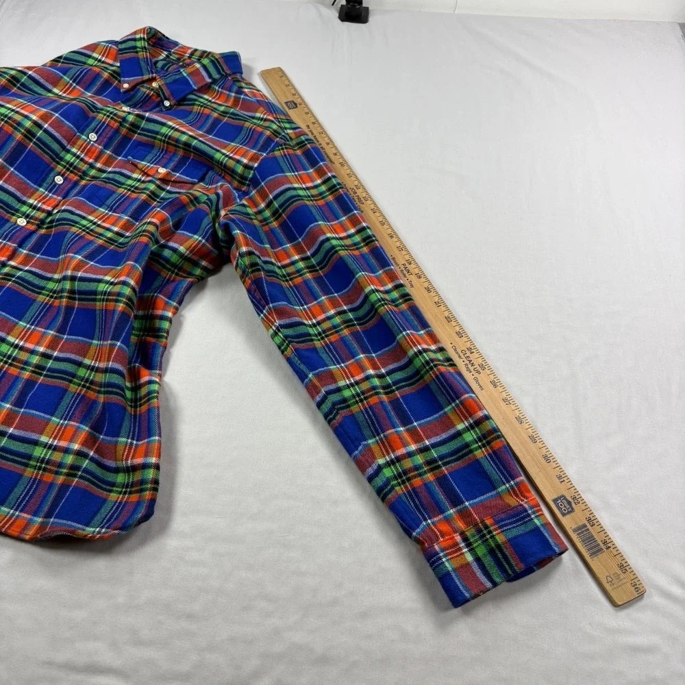 Polo Ralph Lauren Flannel Shirt Mens 2XL Blue Plaid Button Up Long Sleeve Casual